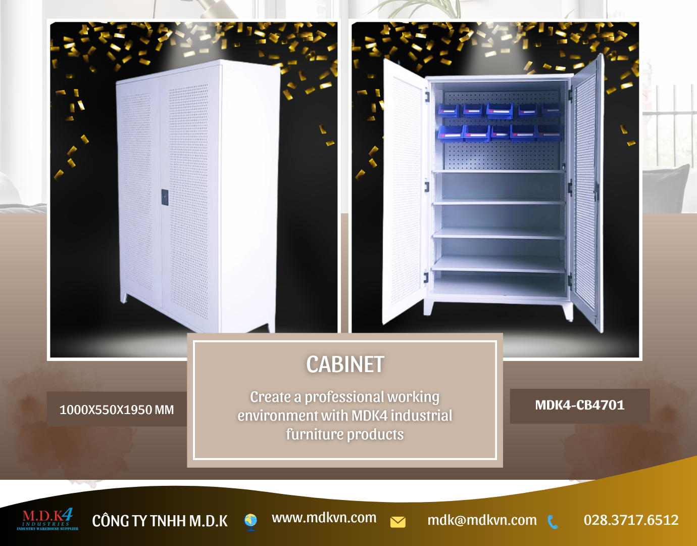 Tủ đựng dụng cụ vật tư - cửa lưới CNC - mã MDK4-CB4701